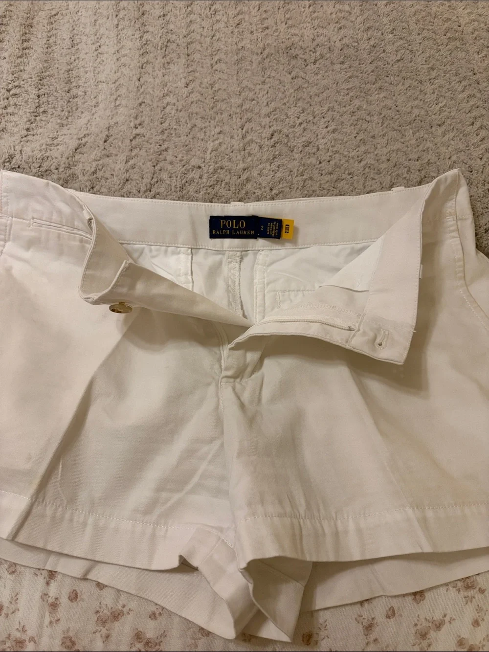Polo by Ralph Lauren White Chino Shorts with Blue Pony
